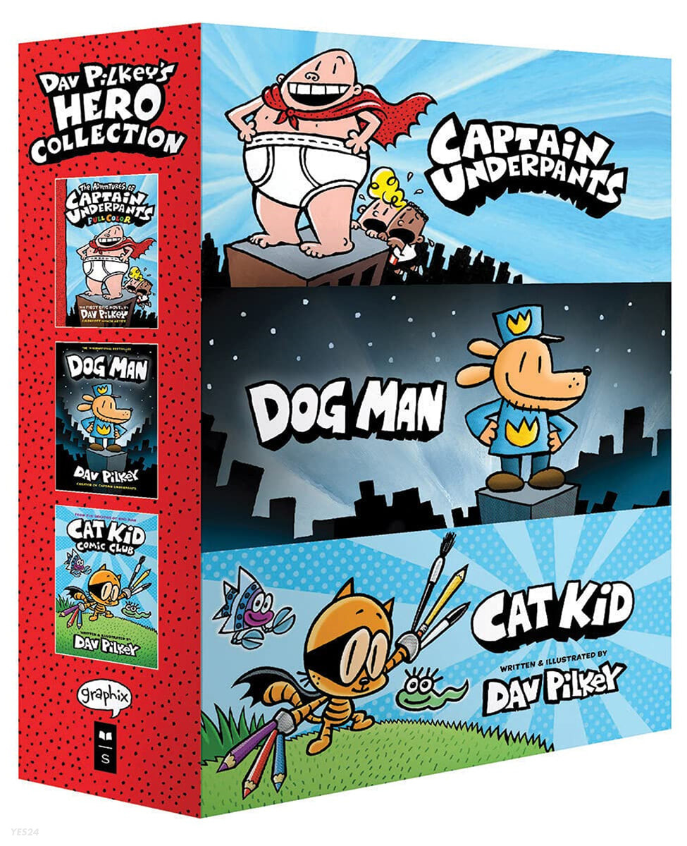 Dav Pilkey’s Hero Collection: 3-Book Boxed Set (Captain Underpants #1, Dog Man #1, Cat Kid Comic Club #1)