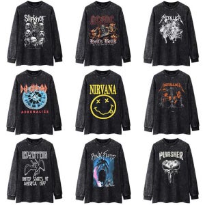 Nirvana / Metallica 너바나 메탈리카 빈티지 워싱 프린팅 라운드 긴팔 티셔츠 tee 맨투맨 [스트릿 명품 편집샵 람스]