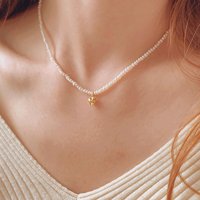 순은 하트 천연담수진주 은목걸이 heart pearl necklace