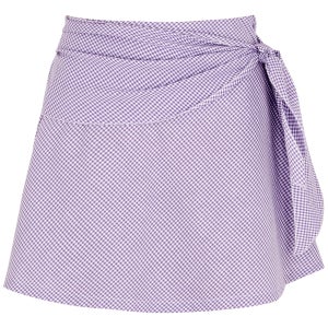 Vichy pink gingham cotton mini skirt female