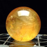 40MM Natural Citrine 방해석 Quartz Crystal Sphere Ball Healing Gton