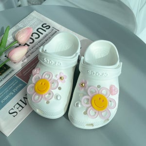무배(8pcs)연핑크 빅스마일꽃 신발 자비츠 세트 친구선물, 루아흐앤미