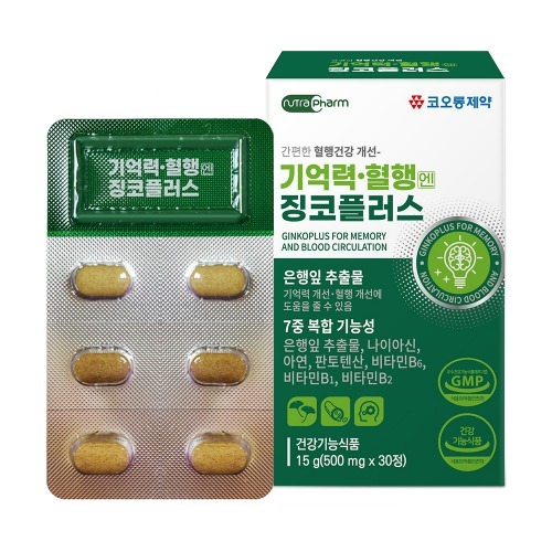 기억력 혈행엔 징코플러스 500mg x 30정