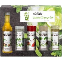 MONIN 모닌 프리미엄 칵테일 시럽 선물세트 5개입 - 패션프룻 모히또민트 딸기 코코넛 엘더플라워