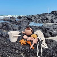 지아지조 실리콘 모래놀이 목욕장난감 소꿉놀이 세트 네트백