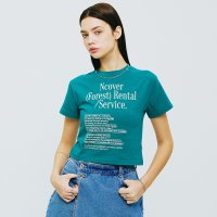 N커버 앤커버 RENTAL FOREST TEXT CROP TSHIRT-EMERALD