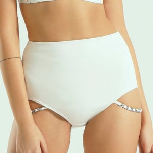 [비나제이] 체인 스트랩 하이 비키니팬티(White) P0000EJR