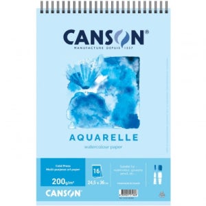 캔손 파인페이스 엠보싱 워터칼라 드로잉지 스케치북 (상철스프링) 200g 8절 24.5x36cm (16매입) - CA200-8SKBBL