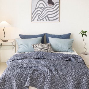 체커 와플 삼중직 여름 이불 [스톤 블루]풍기 인견