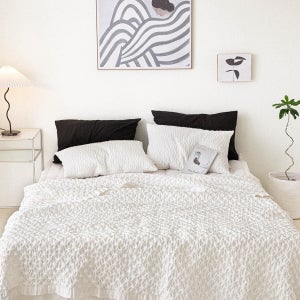 체커 와플 삼중직 여름 이불 [화이트]풍기 인견