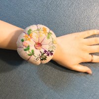 프랑스 자수 손목 바늘쌈지 핀쿠션 바늘방석 완제품