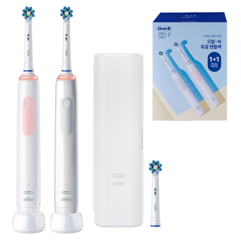 오랄비 듀얼 핸들팩 전동칫솔 3772A 화이트+핑크 1세트 전기 진동 치솔 자동 이빨관리 솔직 후기 및 장단점 분석 - 구매 가이드