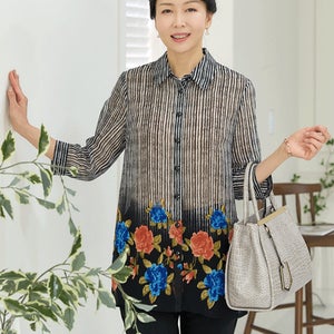 올리꽃나염셔츠블라우스