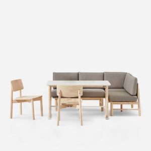 (new시즌컬러)  포레 컴포트 4인 라운지세트 (벤치1, 코너벤치1, 원목의자2포함)