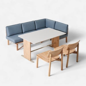 포레 컴포트 4인 라운지세트 (벤치1, 코너벤치1, 원목의자2 포함)