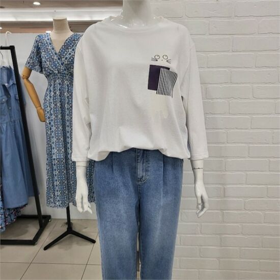 해리앤 DP01 백 스트라이프 7부 티셔츠 HOSP<b>7514</b>