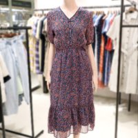 BCBG 여름 롤리 패턴 프린트 반팔 원피스 B2C7O611 43