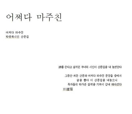 어쩌다 마주친 (고암 박종복 시인 산문집)