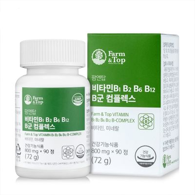 <b>팜엔탑</b> 비타민 B1 B2 B6 B12 B군 콤플렉스 90정