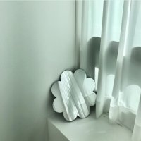 하이오즈 유아 아동 꽃모양 아크릴 붙이는 안전 거울 구멍 원목거울받침대