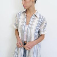 엣드맹 Linen-blend Oversize Stripe Shirt