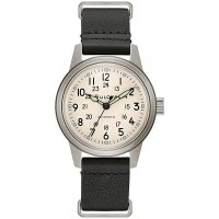 Bulova 남성용 밀리터리 핵 시계 레더 나토 스트랩 Model 96A246