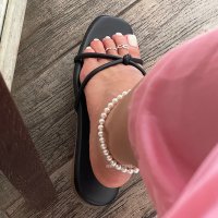 실버 스왈 진주 발찌 pearl anklet