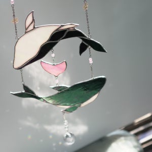 유리공예✨춤추는 두마리 고래 🐋썬캐쳐 , 레수에마니