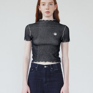 리유니 Out Seamed Mock Neck Top_Black