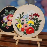 DIY Artcraft 후프 재료 팩 꽃 바느질 잔디 Needlecraft 자수 키트 크로스 스티치