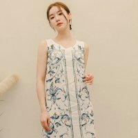 Print Linen 대칭 아트 리투아니아린넨 원피스 1016309903