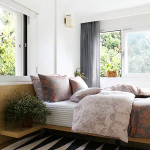 tvN[알함브라 궁전의 추억] 울트라 트윌렌징 모달침구세트 [루노센스] 오렌지 & 베이지 그레이 패턴[신혼 이불세트]