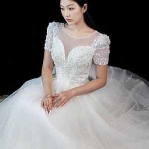 비즈 반팔 셀프웨딩드레스 (M-L코르셋) 본식드레스 구입