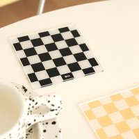 모르홈 Check coaster 체커보드 체크 티코스터 컵받침 홈카페 트레이