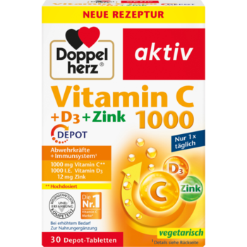 Doppelherz 도펠헤르츠 비타민C 1000 + D3 + 아연 30캡슐 42.9g