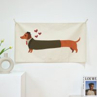 어번던스 dachshund 와이드 패브릭 포스터 가리개커튼