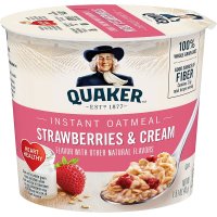 Quaker Instant Oatmeal Cups 퀘이커 인스턴트 오트밀 컵 딸기 크림 1 51oz 13g 12팩