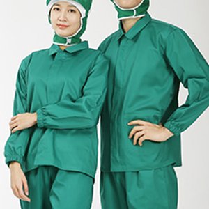 [까운나라] K-135 초록 카라형 해썹위생복 상의(공용),식품위생복,위생복전문기업,해썹가운,제조공장가운,위생유니폼