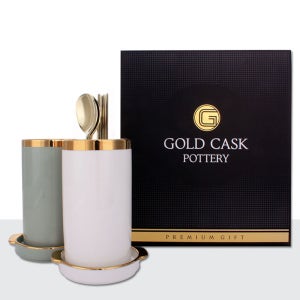 골드 도자기수저통 티타늄수저세트 2color