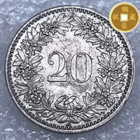 유럽 1902 스위스 20센트 구리-니켈 동전 해외 기념주화 행운의 상징 특이한 선물