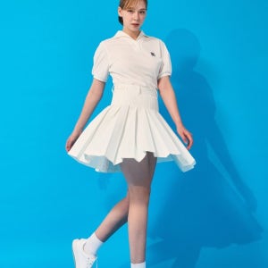 [몬디악]mondiac우먼즈 미드랭스 어드저스터 플리츠 스커트 WHITE MWB22SS02