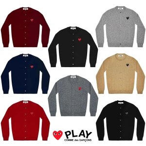 꼼데 가르송 PLAY 여성용 원포인트 레드/블랙 와펜 가디건