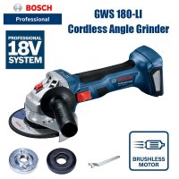 BOSCH 충전식 브러시리스 앵글 그라인더 전문 휴대용 커팅 머신 폴리셔 18V 전동 공구 GWS180-LI