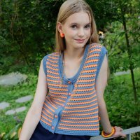 Stripe Crochet Knit Vest