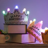 LED 글리터 생일왕관 헤어밴드 생일머리띠