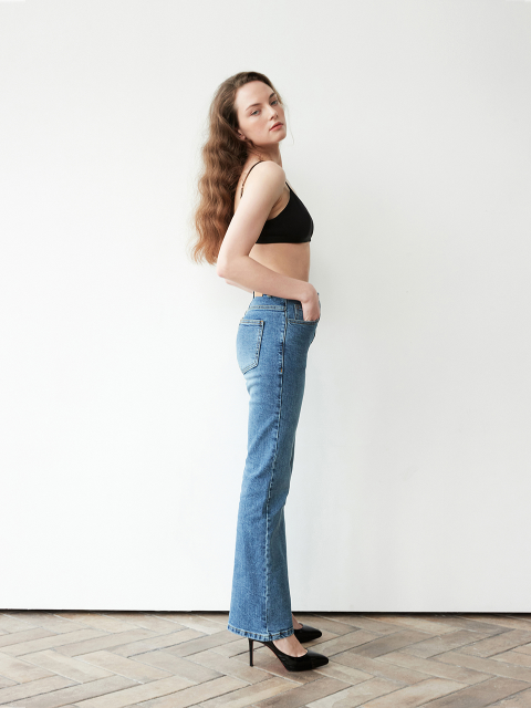 [무디디] Slim boots cut denim pants 001 Blue