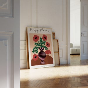 양귀비 꽃 일러스트 인테리어 그림 아트 포스터 집꾸미기, 아워무르