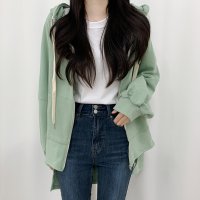 티데일리 여성용 마루코 언발 쭈리 루즈핏 후드 집업  민트  FREE