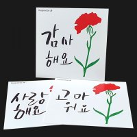 캘리그라피카드 카네이션꽃 감사 미니 엽서 편지 카드