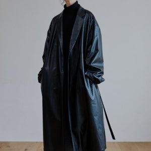 [말렌] 유니섹스 트렌치 레더코트 블랙 22aw19